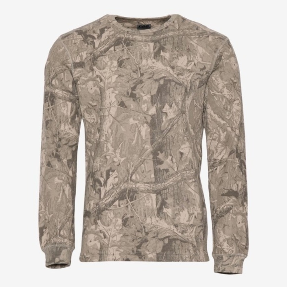 CSG Men's Thermal Long Sleeve T-Shirt – Light Real Camo – Large – NWT